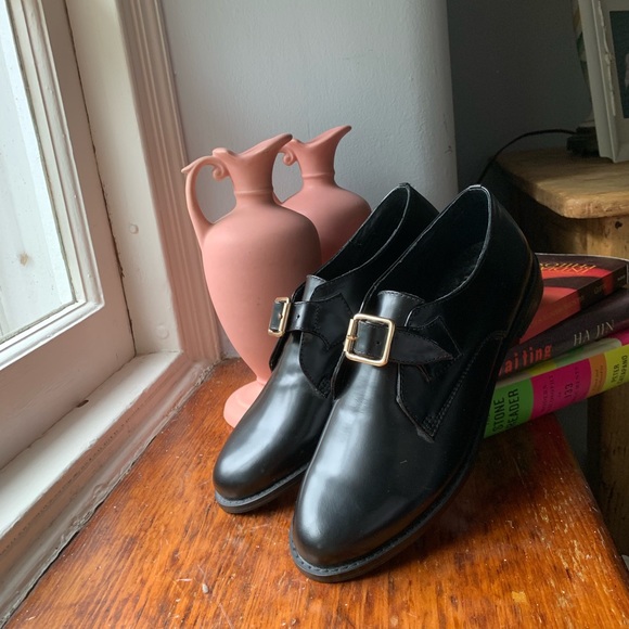 F-Troupe Black Leather Buckle Shoes - Picture 2 of 6